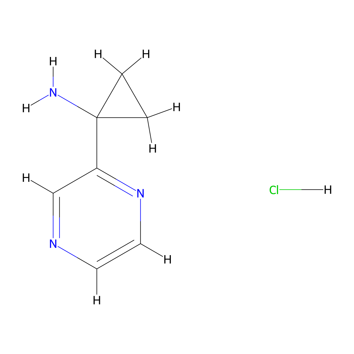 1-(Pyrazin-2-yl)cyclopropanamine hydrochloride molecular structure, CAS 1255099-26-3