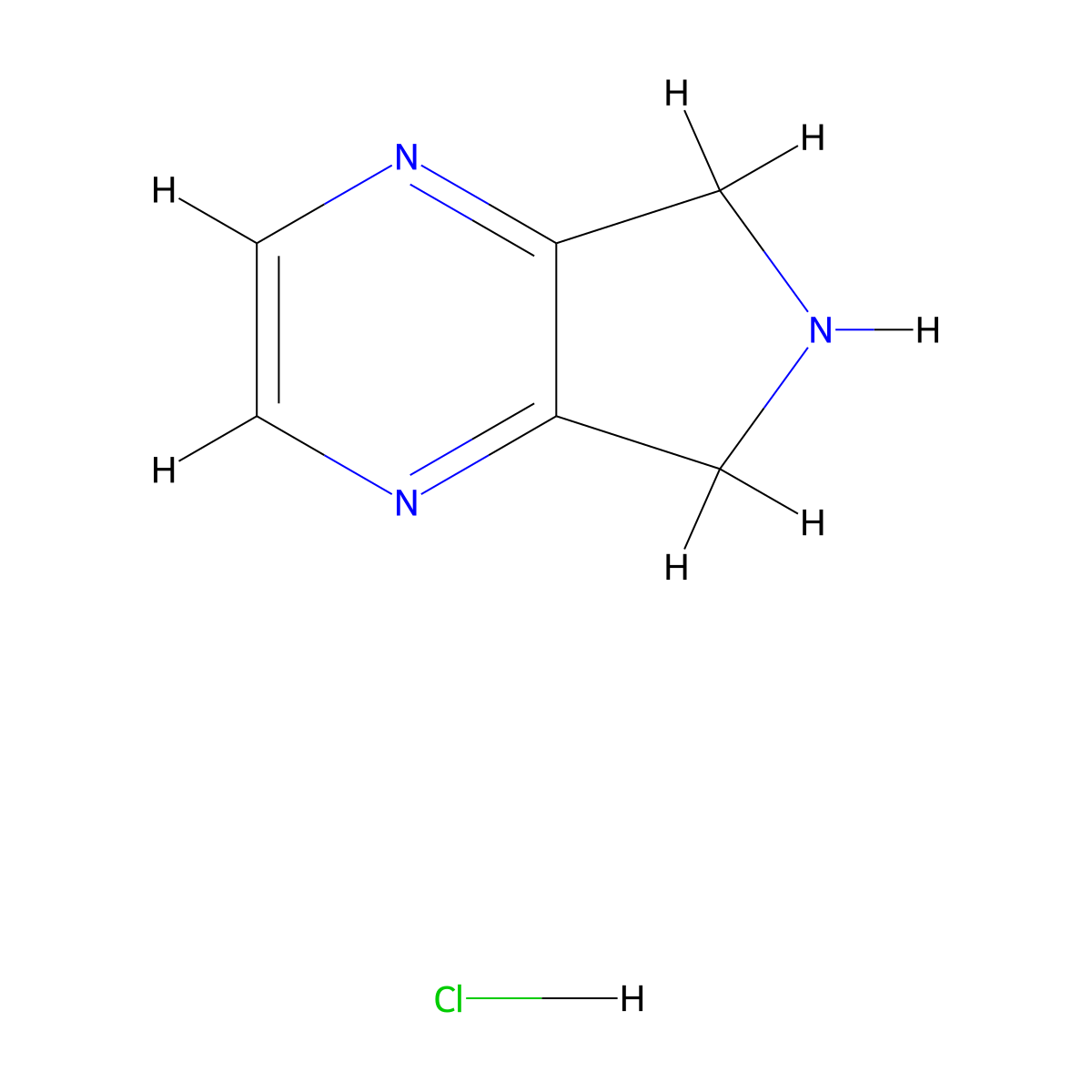 6,7-Dihydro-5H-pyrrolo(3,4-B)pyrazine hcl molecular structure, CAS 1255099-34-3