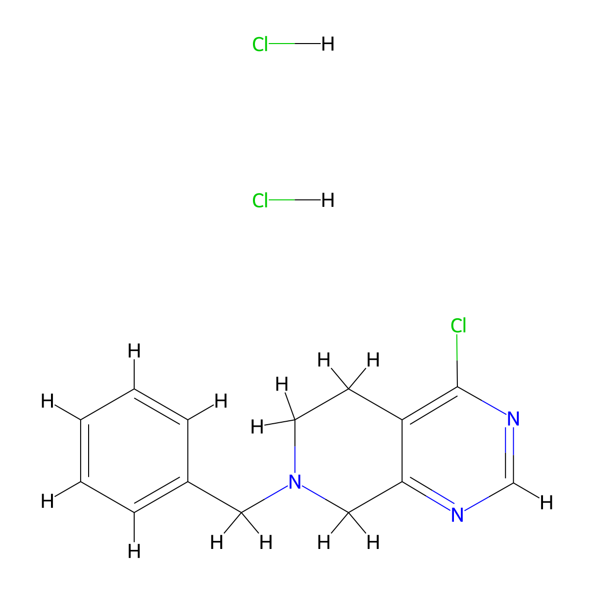 7-Benzyl-4-chloro-5,6,7,8-tetrahydropyrido[3,4-d]pyrimidine dihydrochloride molecular structure, CAS 1255099-37-6