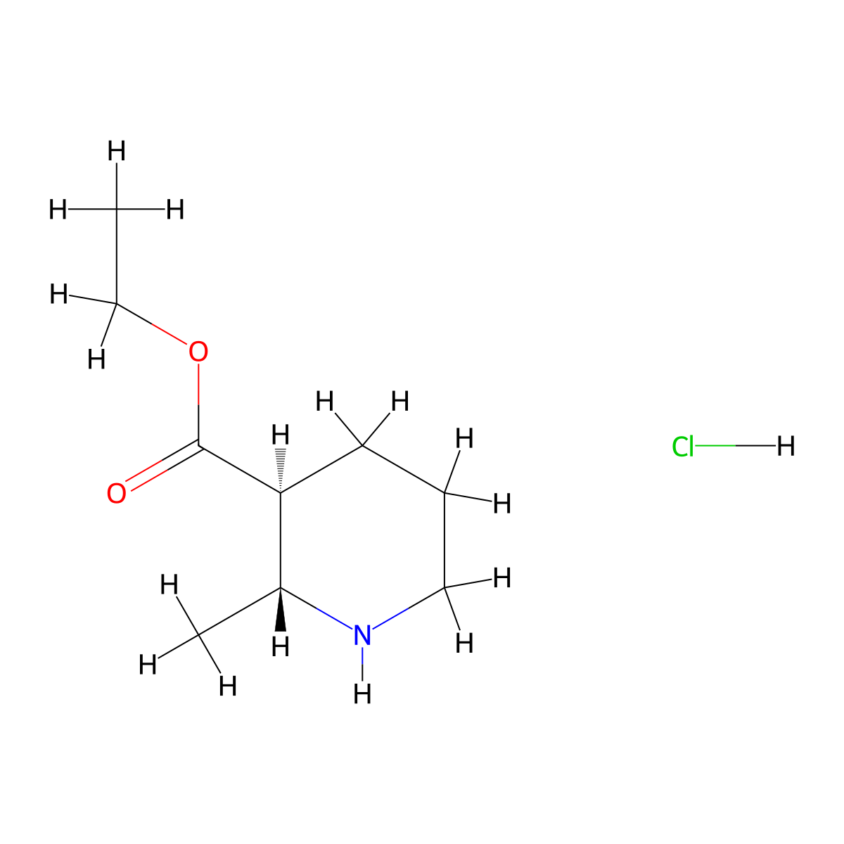 (2R,3S)-Ethyl 2-methylpiperidine-3-carboxylate hydrochloride molecular structure, CAS 1255099-39-8