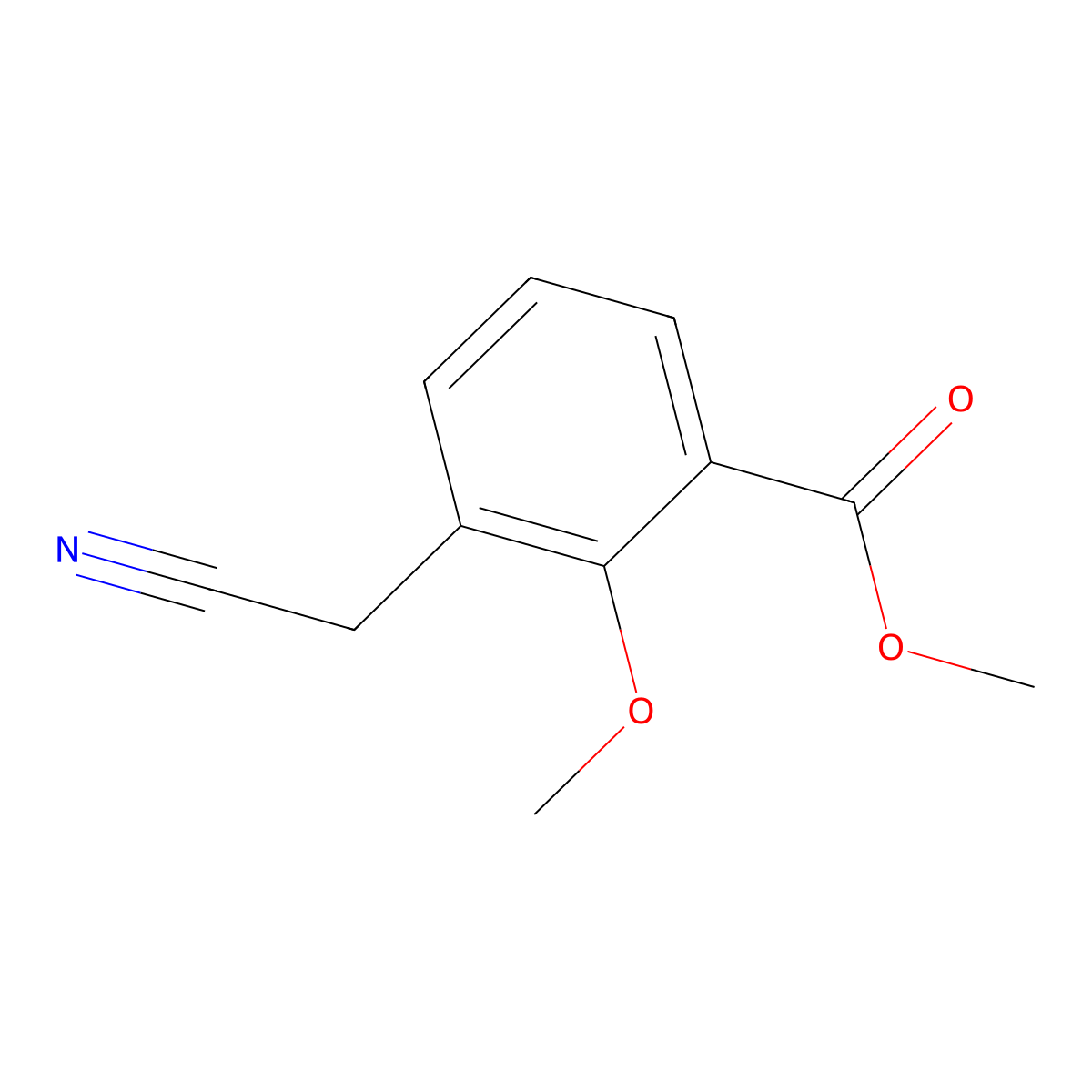 Methyl 3-(cyanomethyl)-2-methoxybenzoate molecular structure, CAS 1255099-42-3