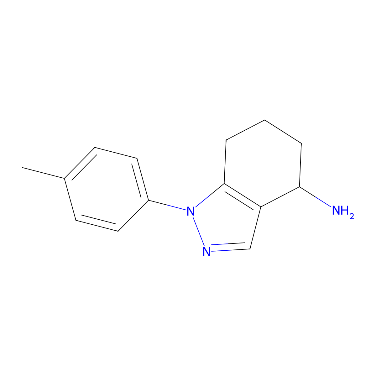 1-(p-Tolyl)-4,5,6,7-tetrahydro-1H-indazol-4-amine molecular structure, CAS 1255099-48-9