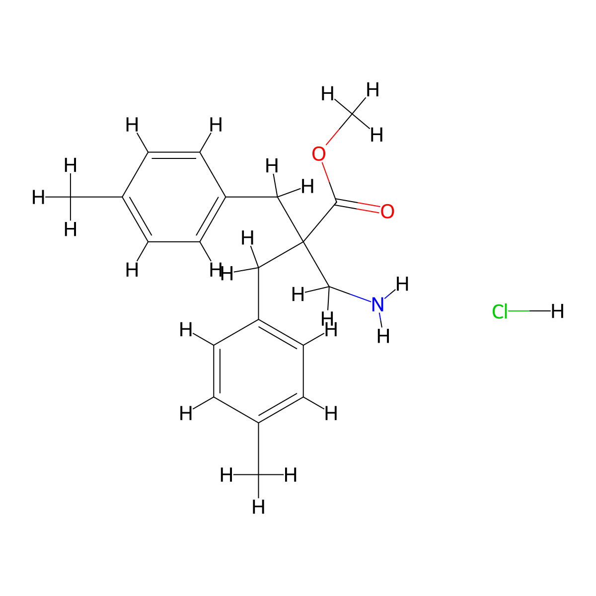 Methyl 3-amino-2,2-bis(4-methylbenzyl)propanoate hydrochloride molecular structure, CAS 1255099-51-4
