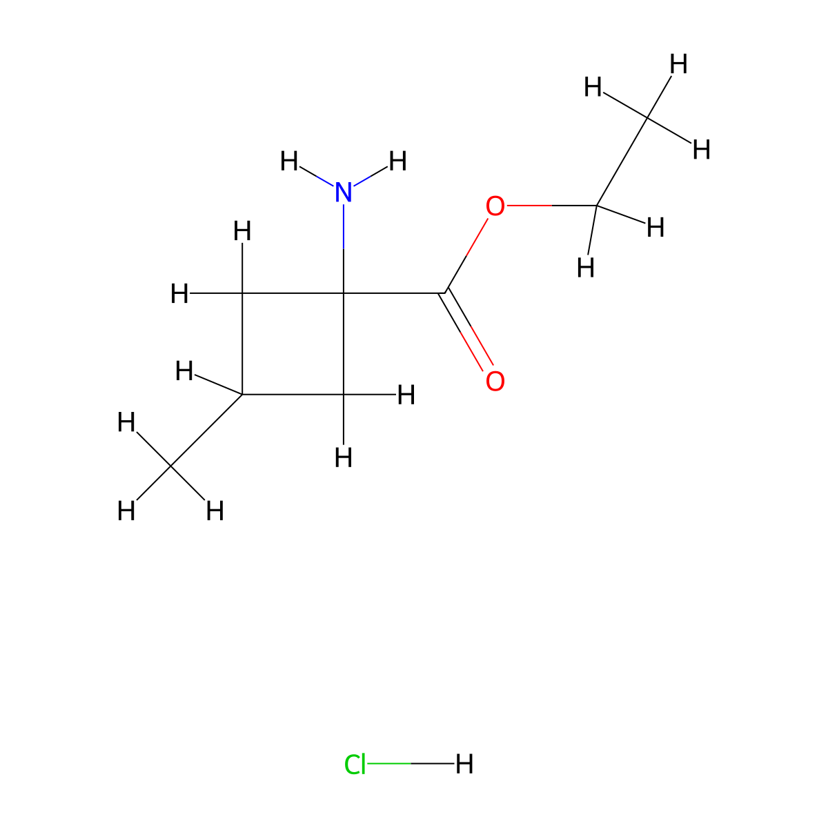 Ethyl 1-amino-3-methylcyclobutanecarboxylate hydrochloride molecular structure, CAS 1255099-54-7