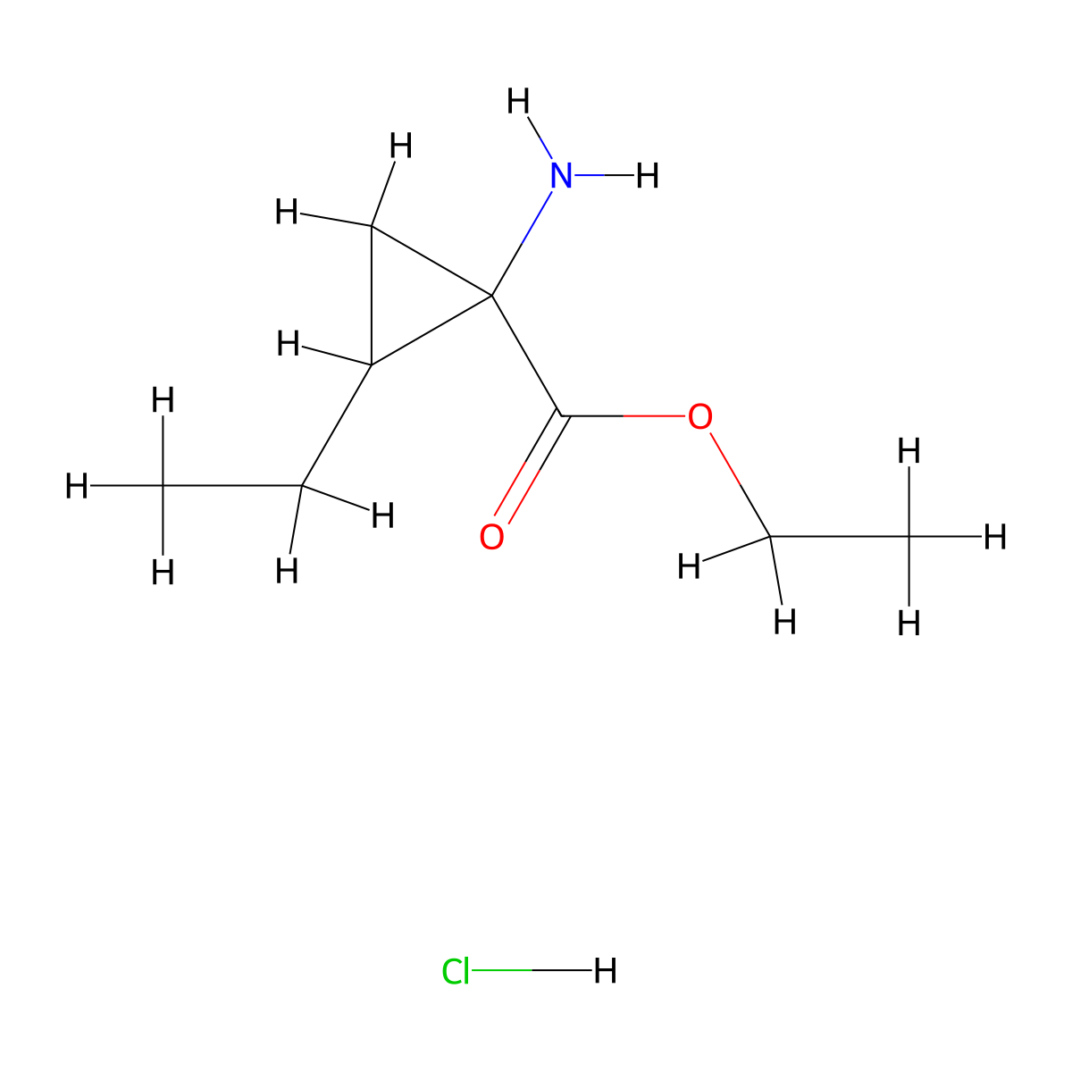 Ethyl 1-amino-2-ethylcyclopropanecarboxylate hydrochloride molecular structure, CAS 1255099-55-8