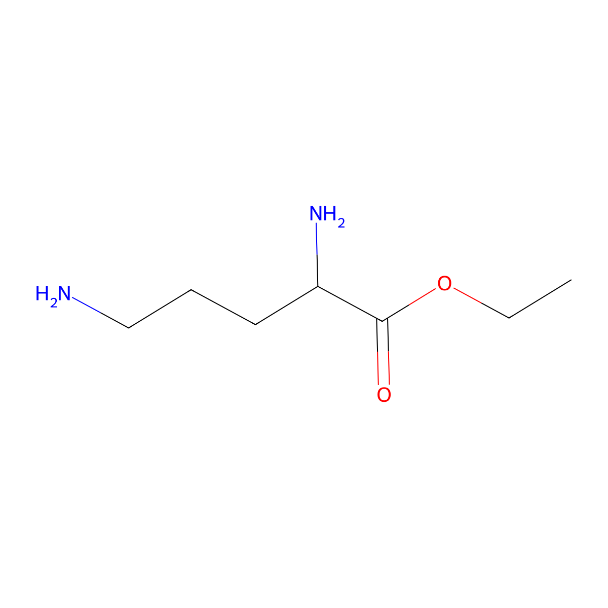 Ethyl 2,5-diaminopentanoate molecular structure, CAS 125511-25-3