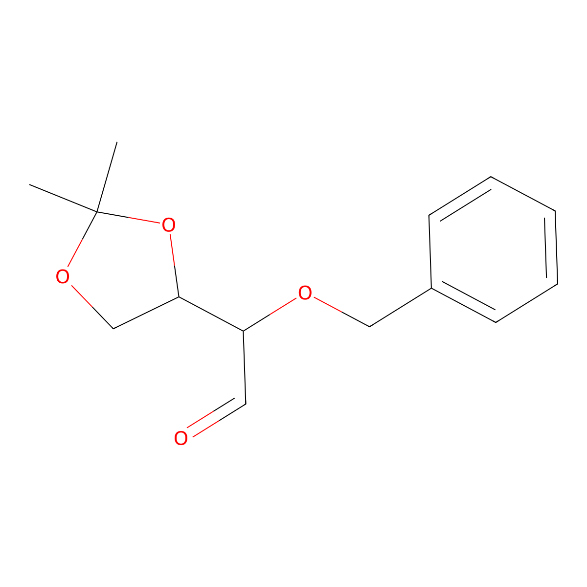 Benzyloxy-(2,2-dimethyl-[1,3]dioxolan-4-YL)-acetaldehyde molecular structure, CAS 125512-36-9