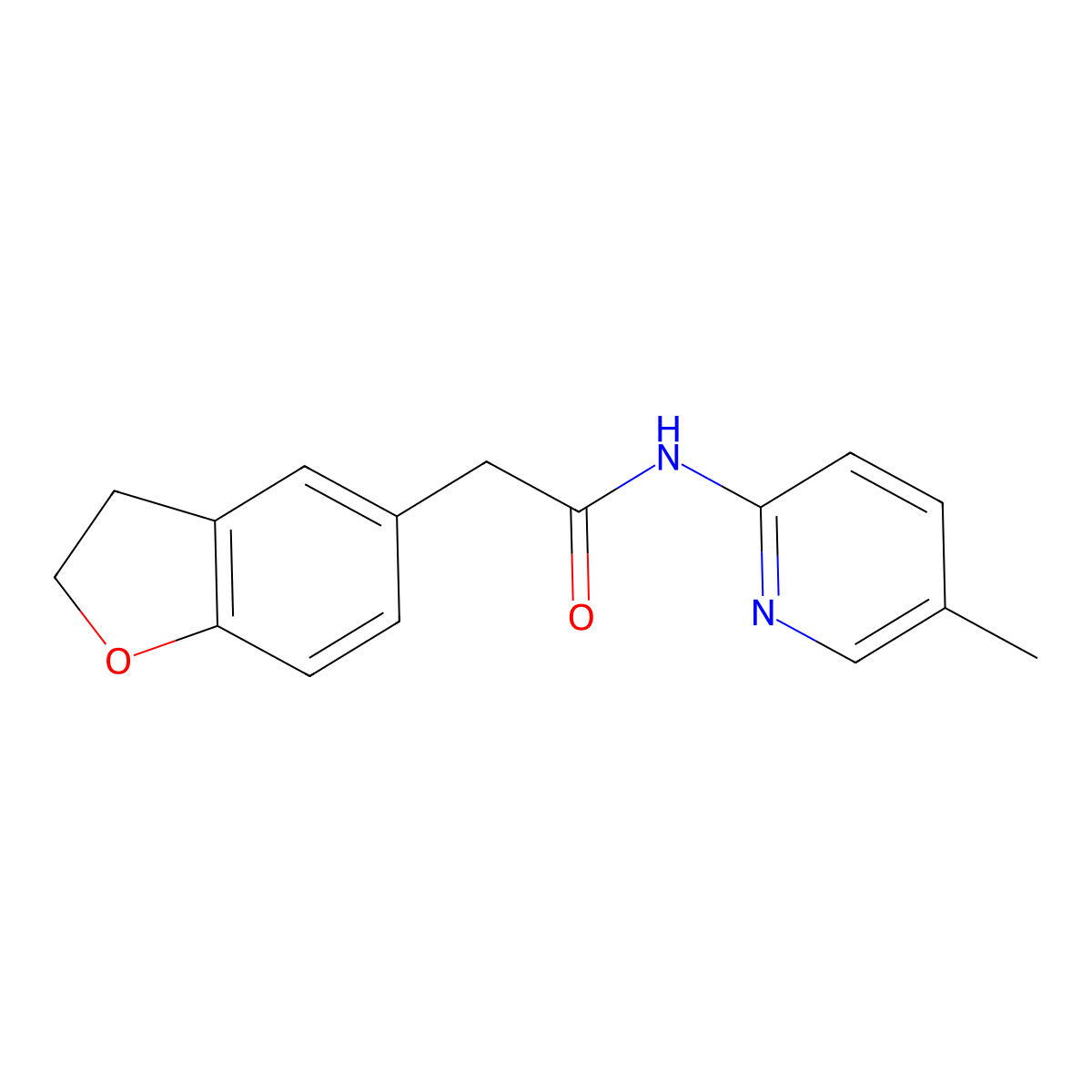 2-(2,3-dihydro-1-benzofuran-5-yl)-N-(5-methyl-2-pyridinyl)acetamide molecular structure, CAS 1255146-68-9
