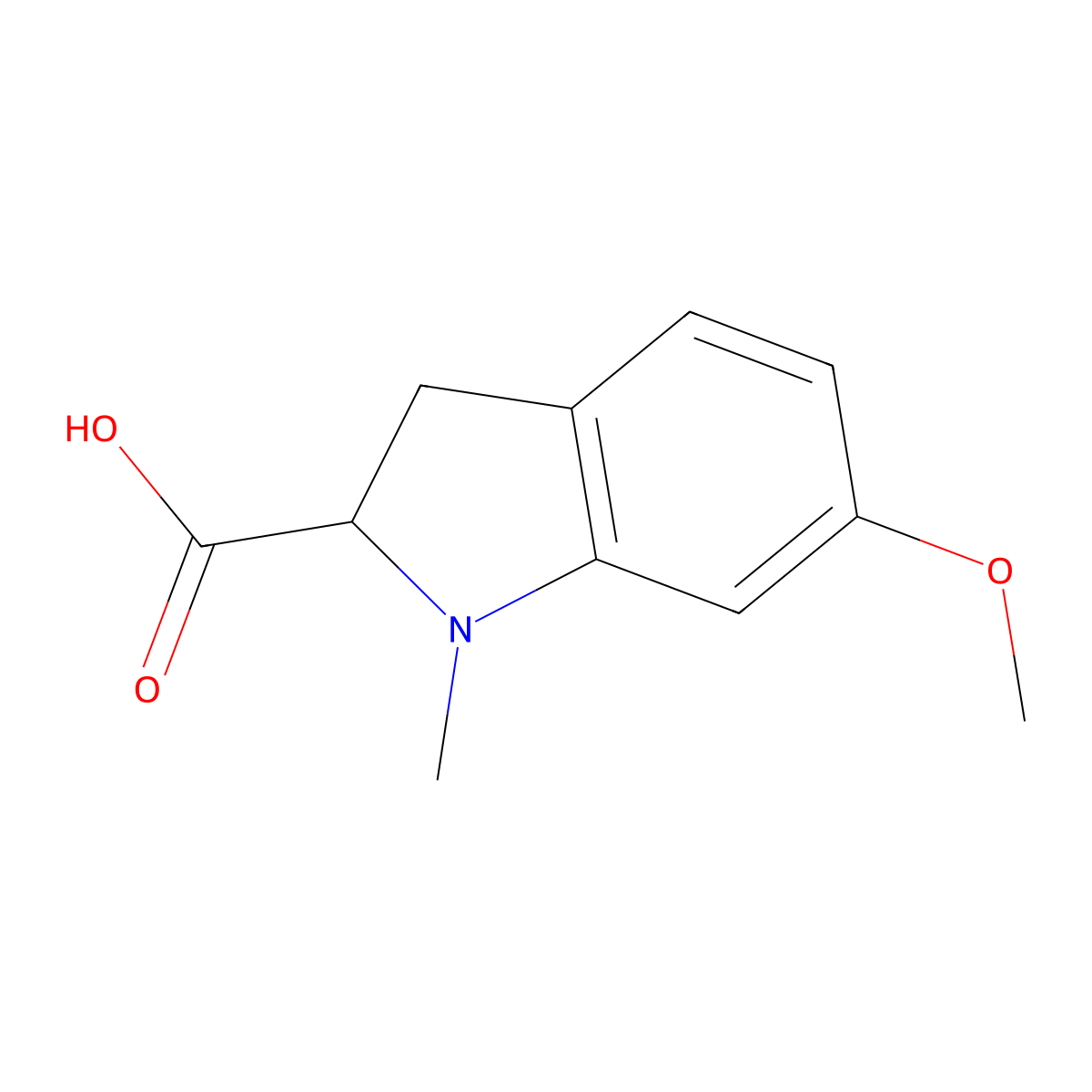 6-Methoxy-1-methylindoline-2-carboxylic acid molecular structure, CAS 1255146-88-3