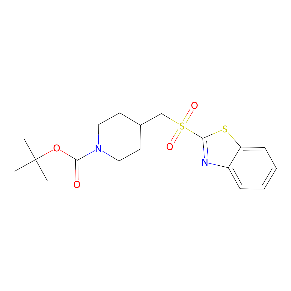 Tert-butyl 4-[(1,3-benzothiazol-2-ylsulfonyl)methyl]piperidine-1-carboxylate molecular structure, CAS 1255146-97-4