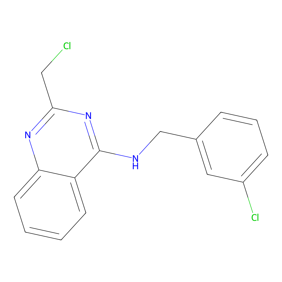 N-(3-chlorobenzyl)-2-(chloromethyl)quinazolin-4-amine molecular structure, CAS 1255147-03-5