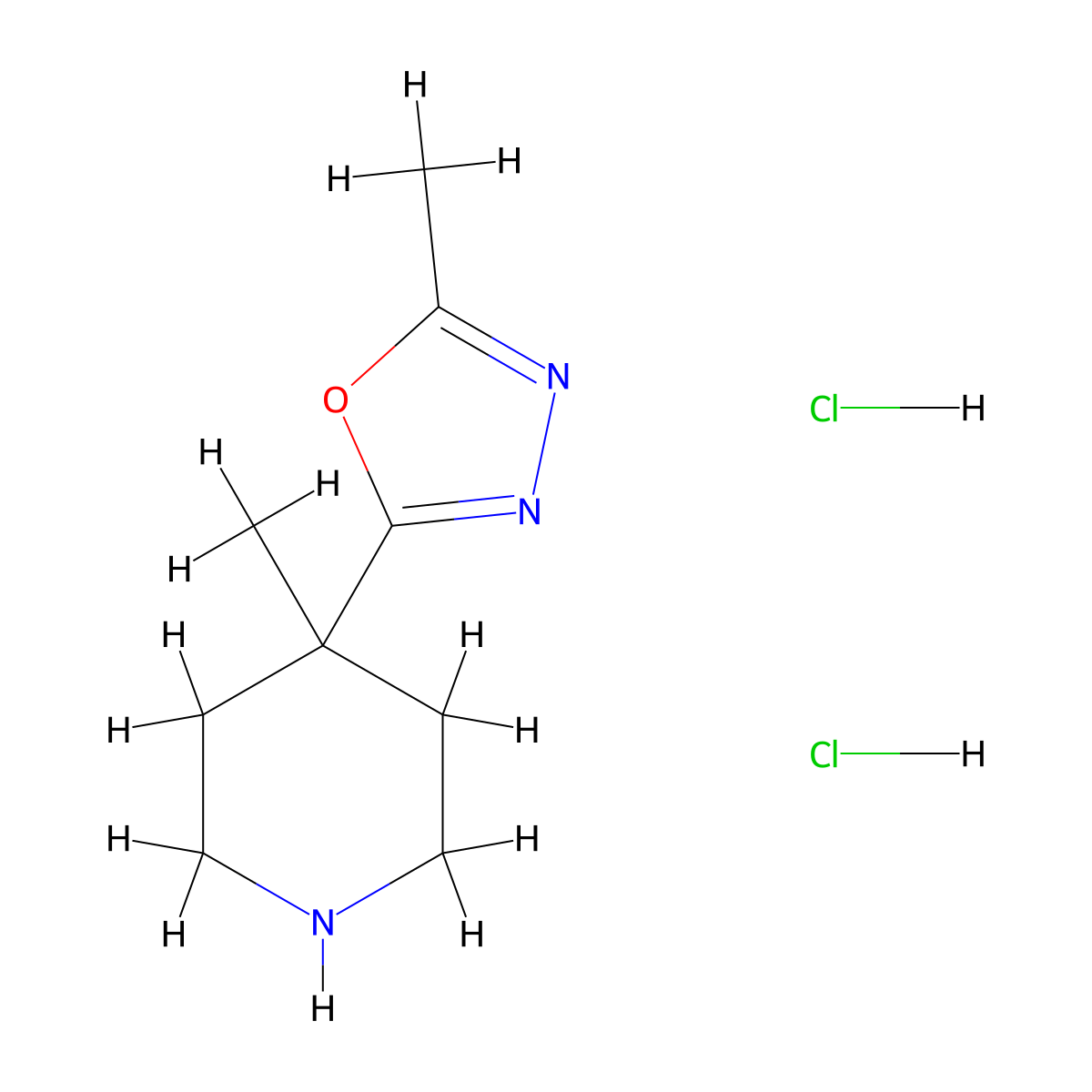 2-Methyl-5-(4-methylpiperidin-4-yl)-1,3,4-oxadiazole dihydrochloride molecular structure, CAS 1255147-21-7