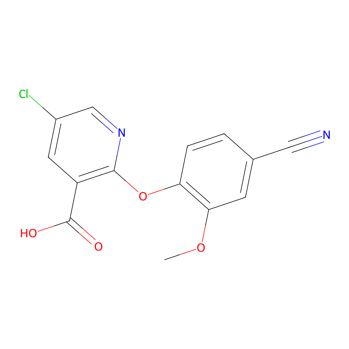 5-Chloro-2-(4-cyano-2-methoxyphenoxy)nicotinic acid molecular structure, CAS 1255147-24-0