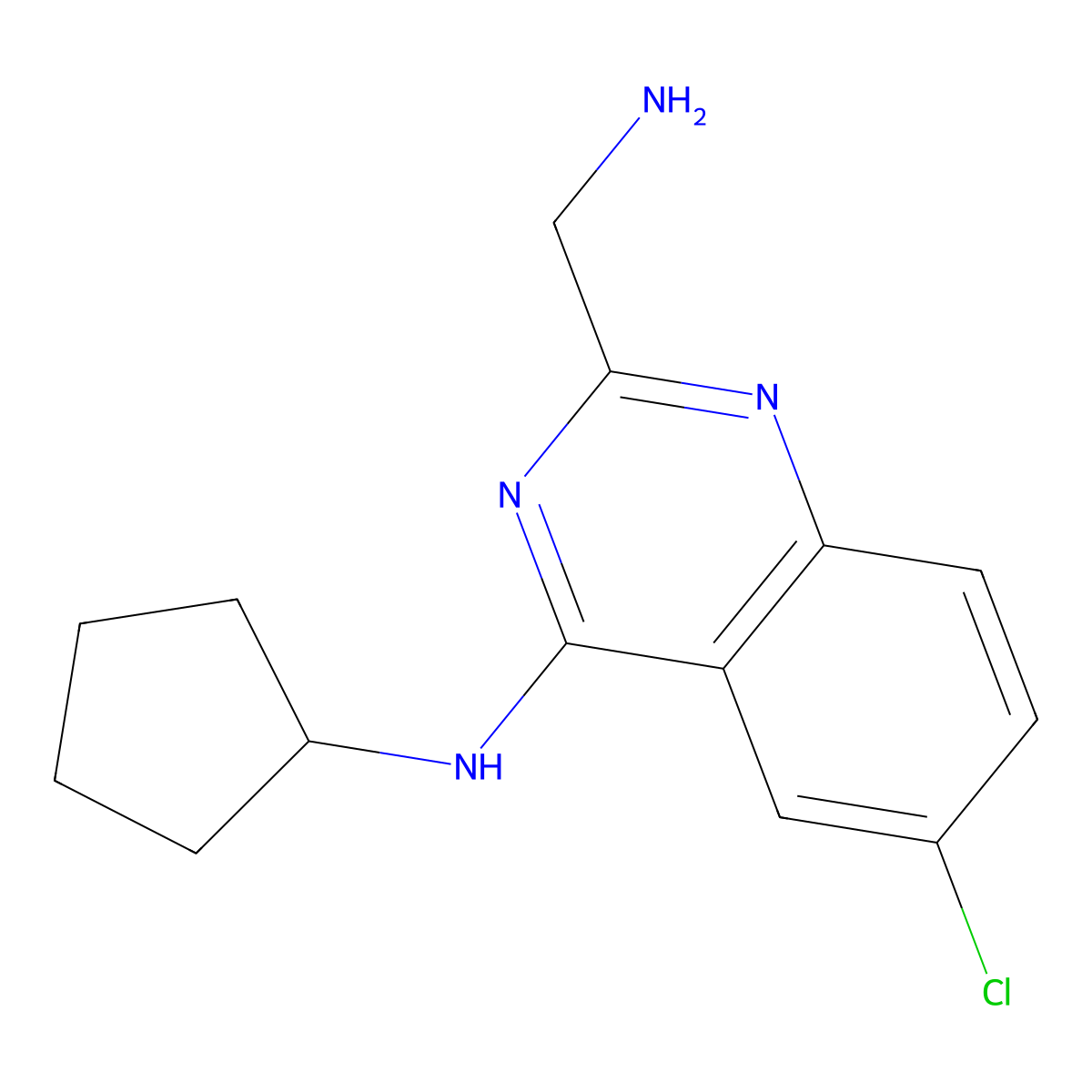 2-(aminomethyl)-6-chloro-N-cyclopentylquinazolin-4-amine molecular structure, CAS 1255147-33-1