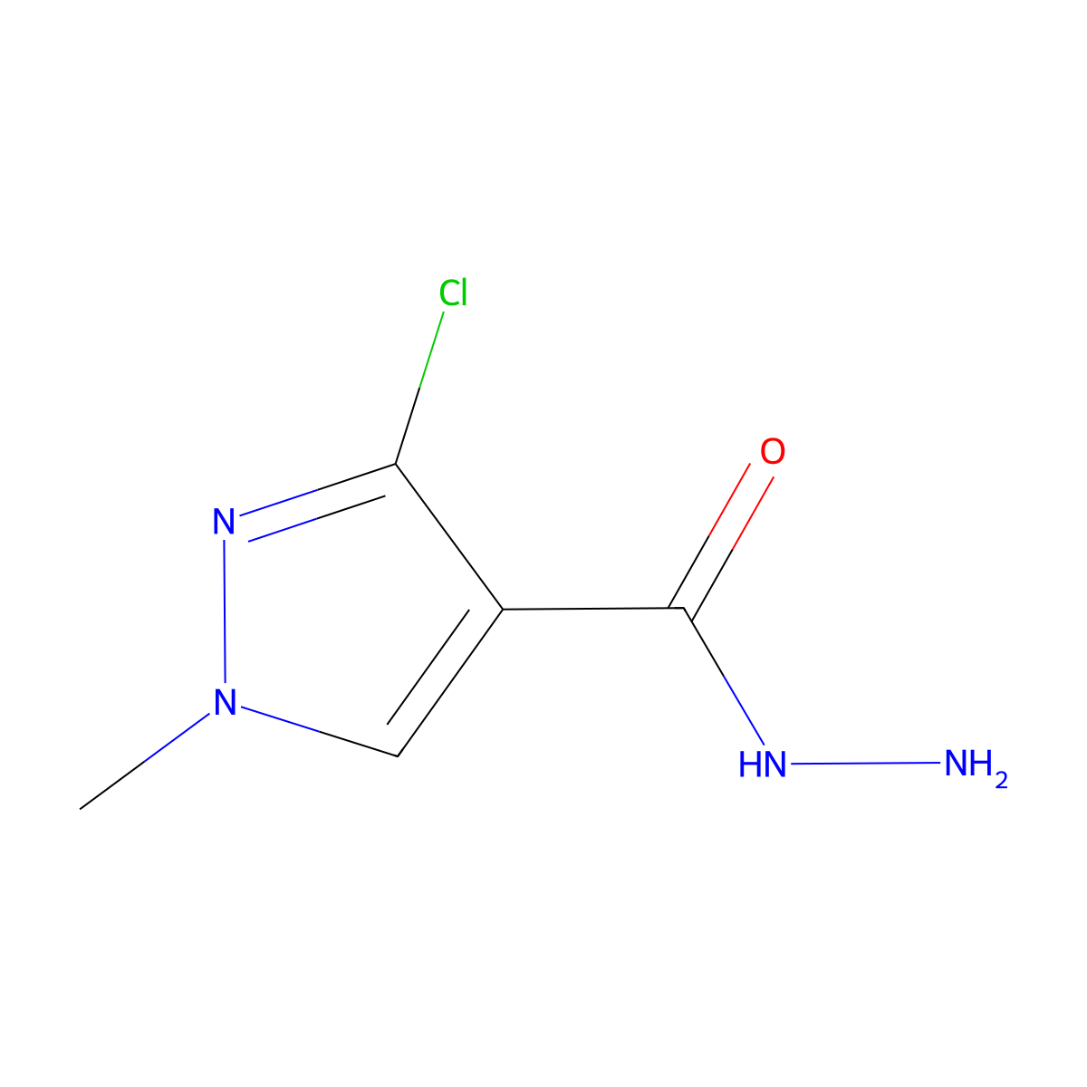 3-chloro-1-methyl-1H-pyrazole-4-carbohydrazide molecular structure, CAS 1255147-34-2