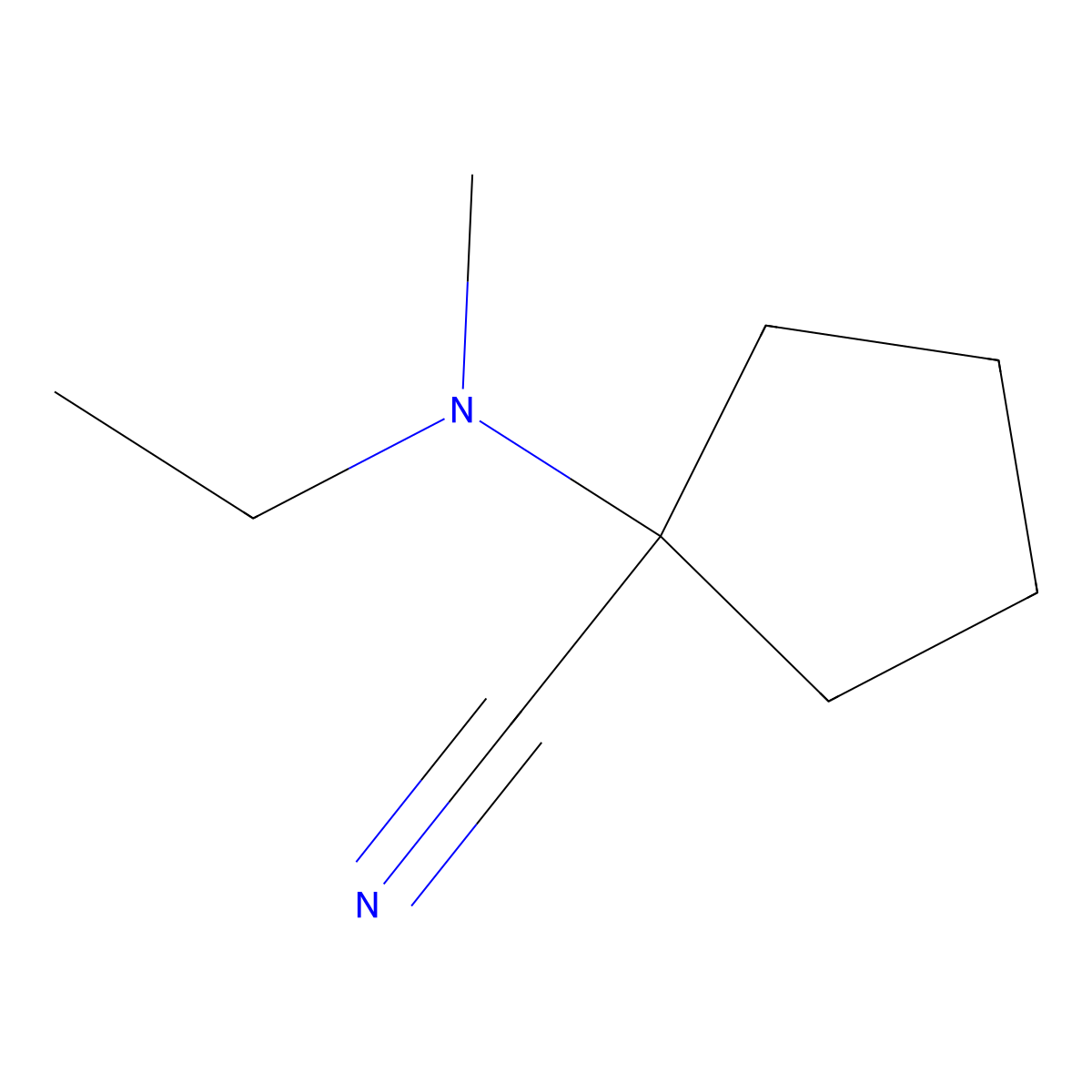 1-[Ethyl(methyl)amino]cyclopentanecarbonitrile molecular structure, CAS 1255147-38-6