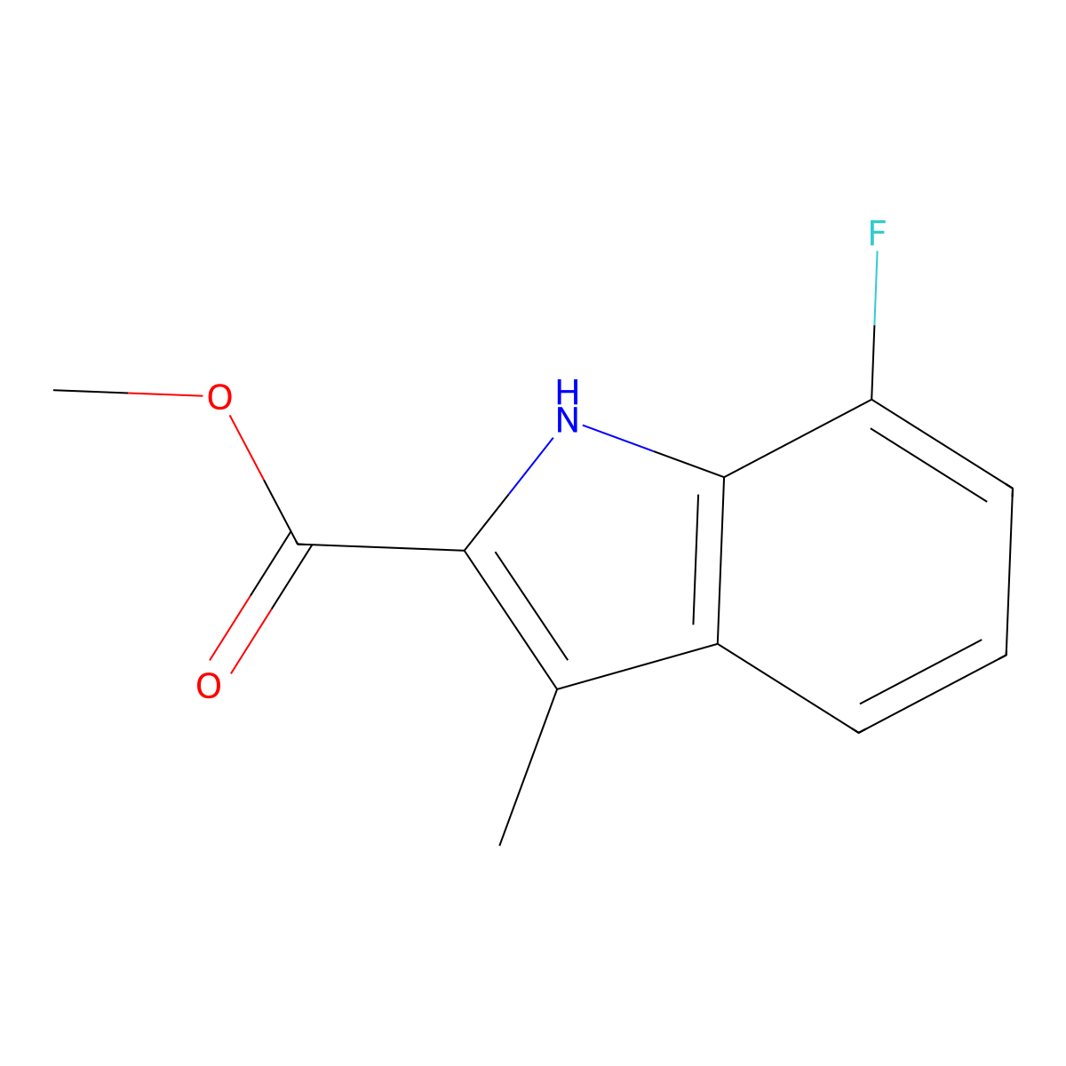 1H-Indole-2-carboxylic acid, 7-fluoro-3-methyl-, methyl ester molecular structure, CAS 1255147-47-7