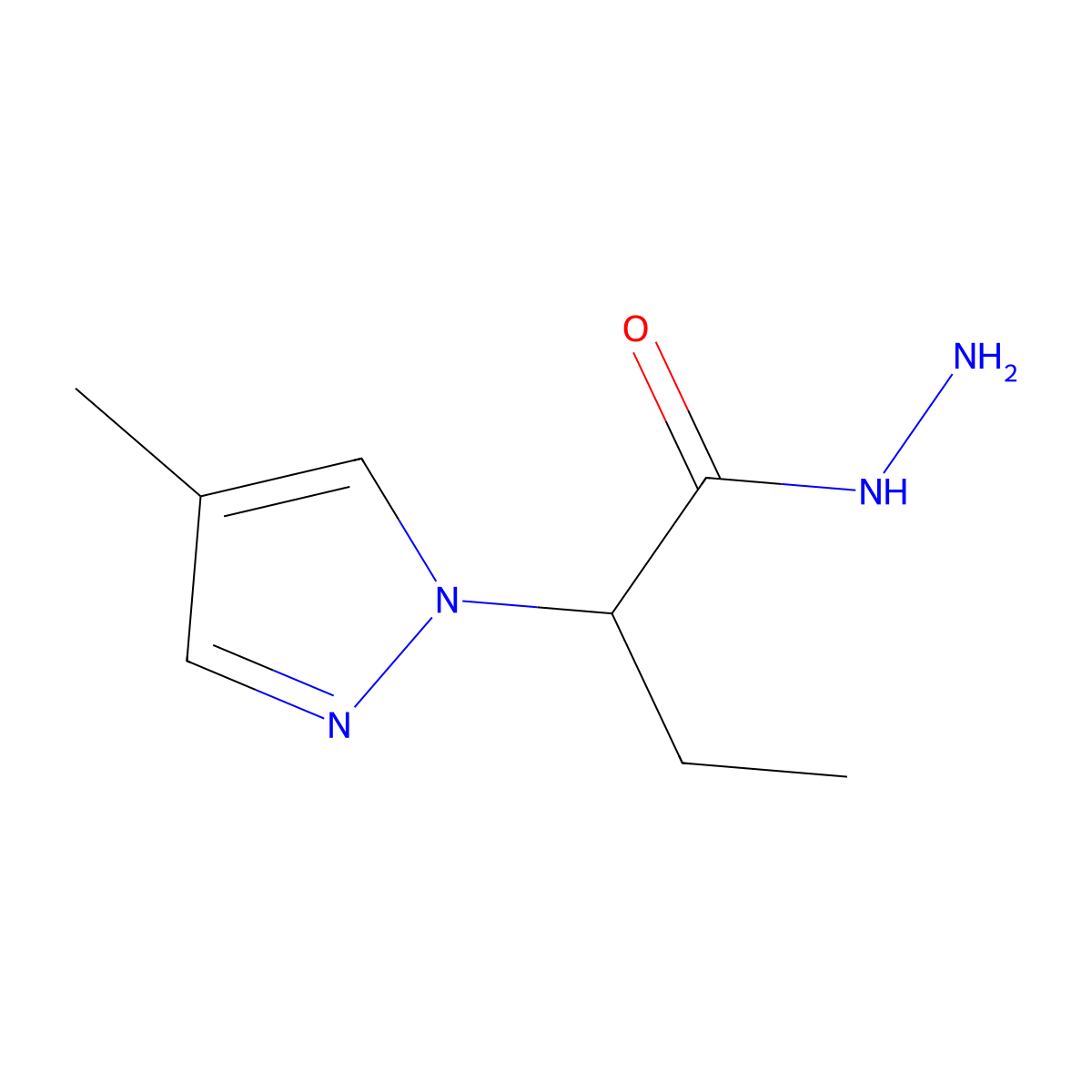 2-(4-Methyl-1H-pyrazol-1-yl)butanohydrazide molecular structure, CAS 1255147-49-9