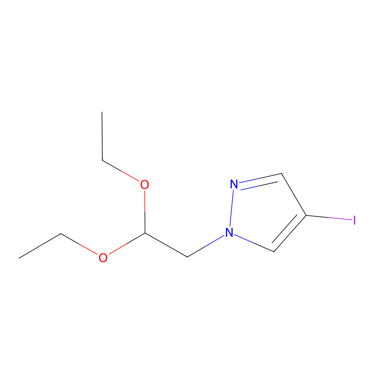 1-(2,2-diethoxyethyl)-4-iodo-1H-pyrazole molecular structure, CAS 1255147-51-3