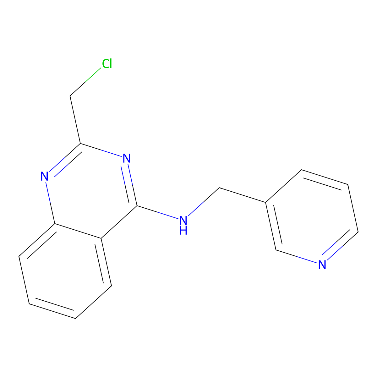 2-(chloromethyl)-N-(pyridin-3-ylmethyl)quinazolin-4-amine molecular structure, CAS 1255147-54-6