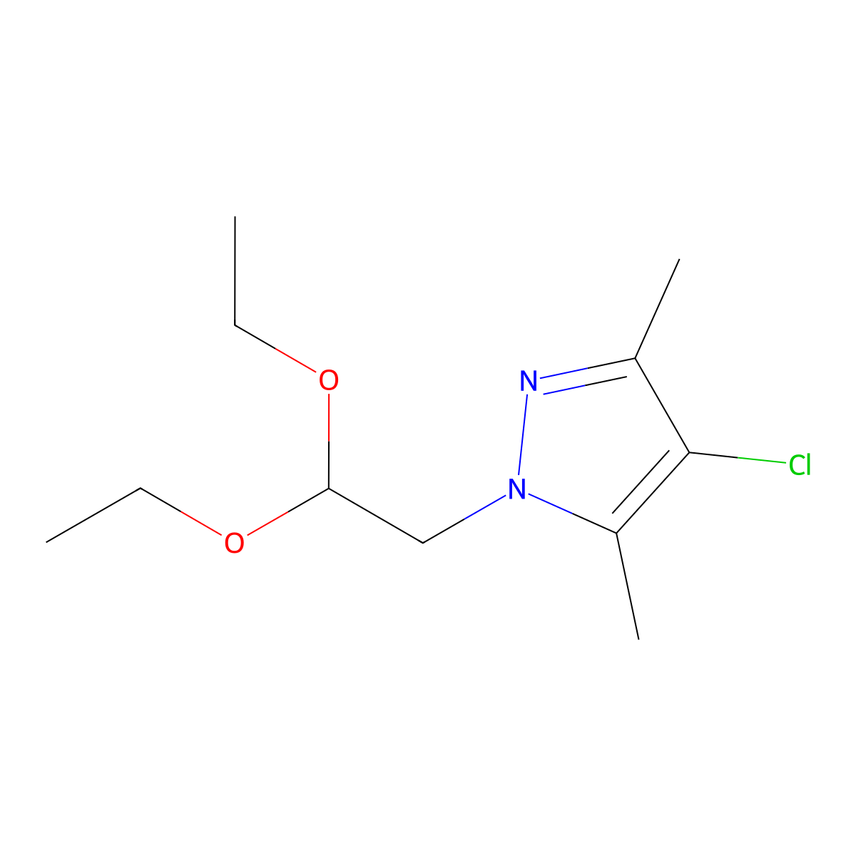 4-Chloro-1-(2,2-diethoxyethyl)-3,5-dimethyl-1H-pyrazole molecular structure, CAS 1255147-56-8