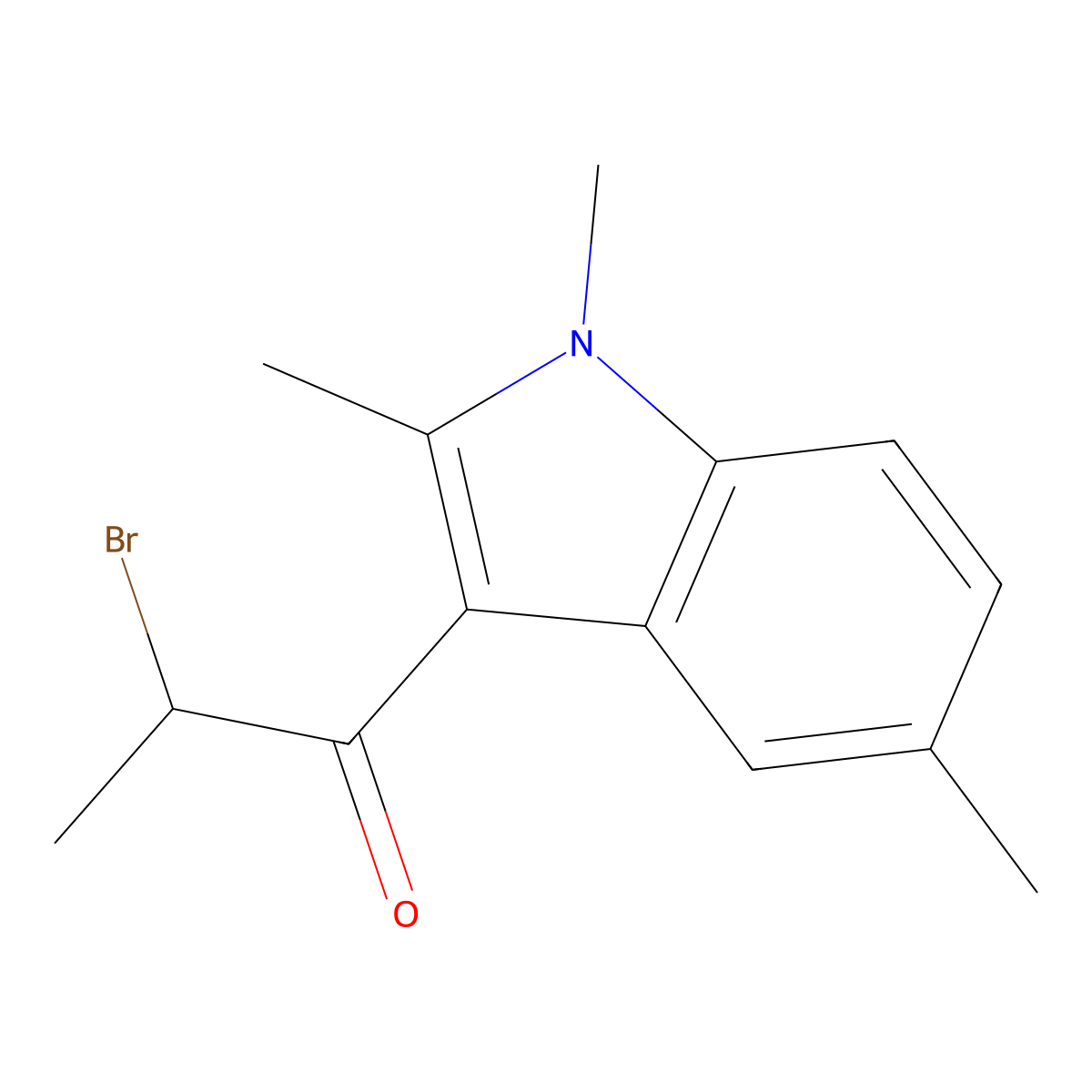 2-bromo-1-(1,2,5-trimethyl-1H-indol-3-yl)propan-1-one molecular structure, CAS 1255147-60-4
