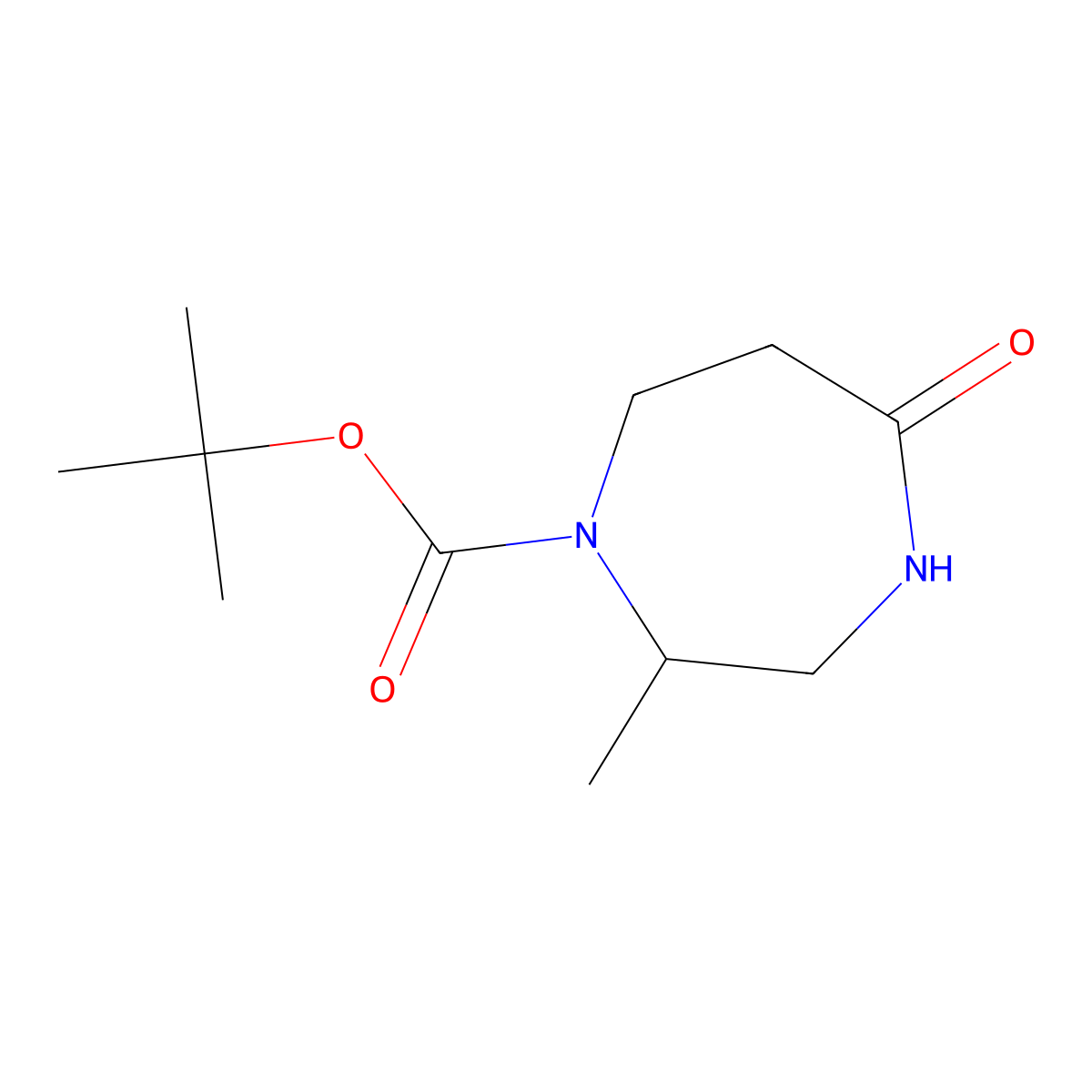 Tert-butyl 2-methyl-5-oxo-1,4-diazepane-1-carboxylate molecular structure, CAS 1255147-73-9