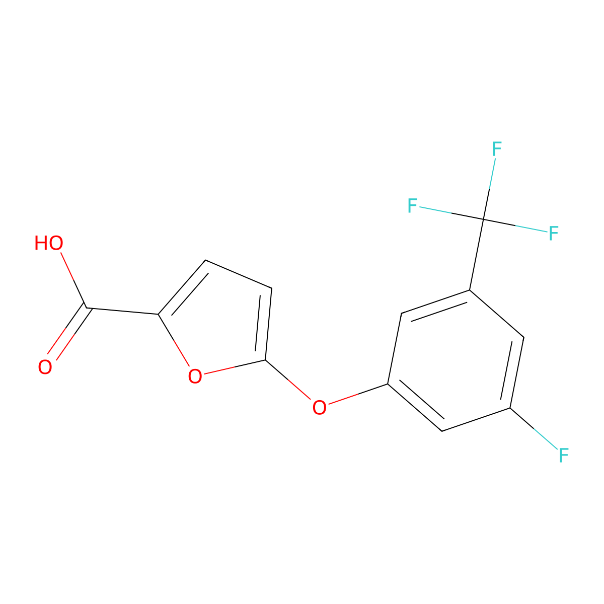 5-[3-Fluoro-5-(trifluoromethyl)phenoxy]-2-furoic acid molecular structure, CAS 1255147-75-1