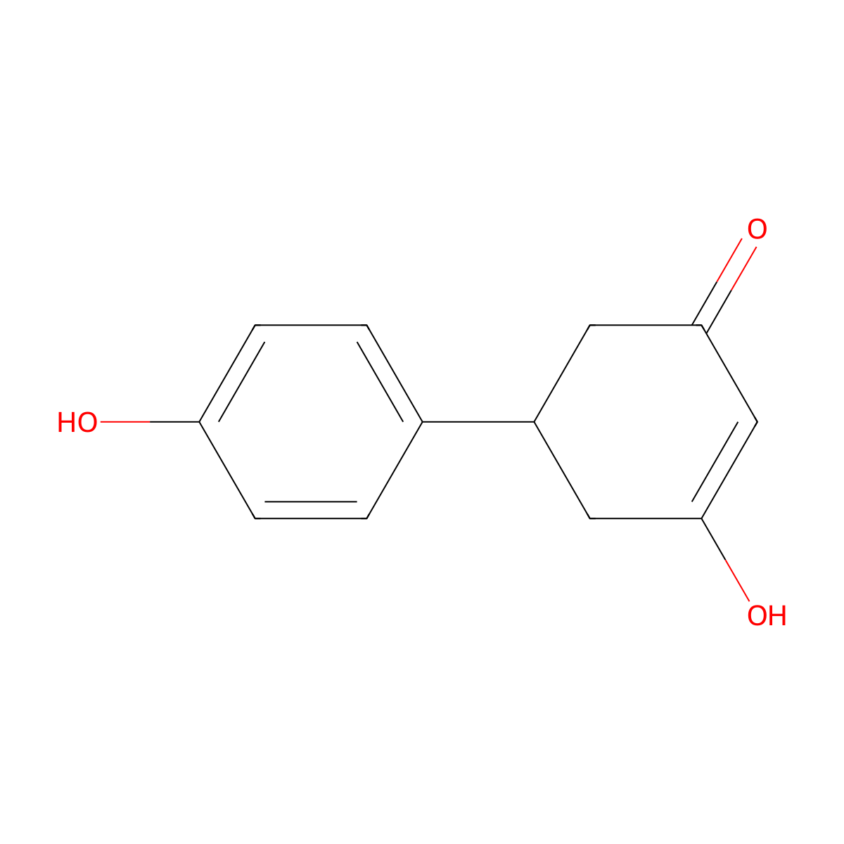 3-Hydroxy-5-(4-hydroxyphenyl)cyclohex-2-en-1-one molecular structure, CAS 1255147-77-3