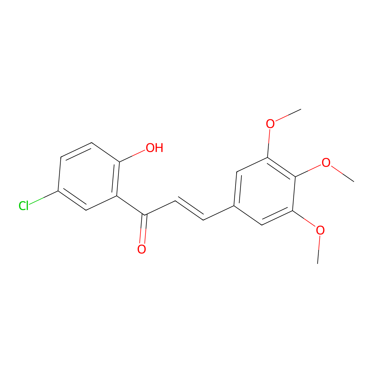 (2E)-1-(5-chloro-2-hydroxyphenyl)-3-(3,4,5-trimethoxyphenyl)prop-2-en-1-one molecular structure, CAS 1255189-04-8