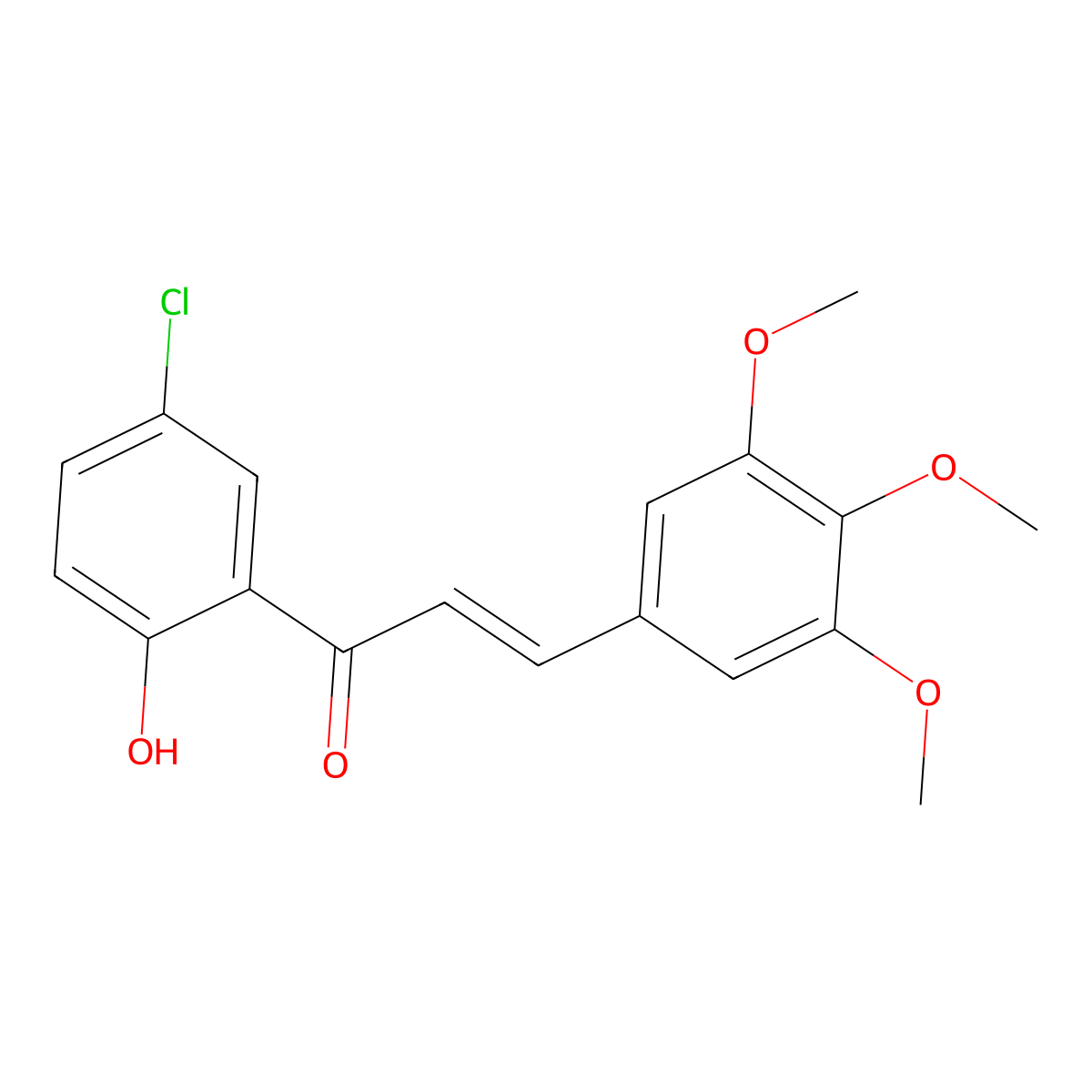 (2E)-1-(5-chloro-2-hydroxyphenyl)-3-(3,4,5-trimethoxyphenyl)prop-2-en-1-one molecular structure, CAS 1255189-04-8