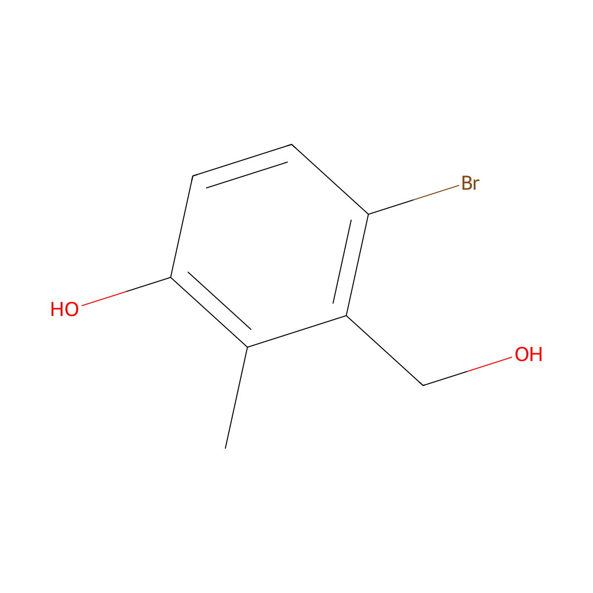 4-Bromo-3-(hydroxymethyl)-2-methylphenol molecular structure, CAS 1255206-72-4