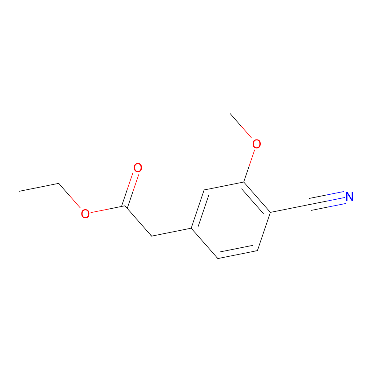 Ethyl 2-(4-cyano-3-methoxyphenyl)acetate molecular structure, CAS 1255207-16-9