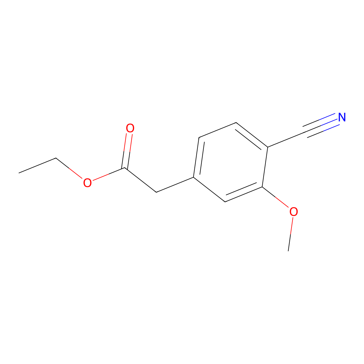 Ethyl 2-(4-cyano-3-methoxyphenyl)acetate molecular structure, CAS 1255207-16-9