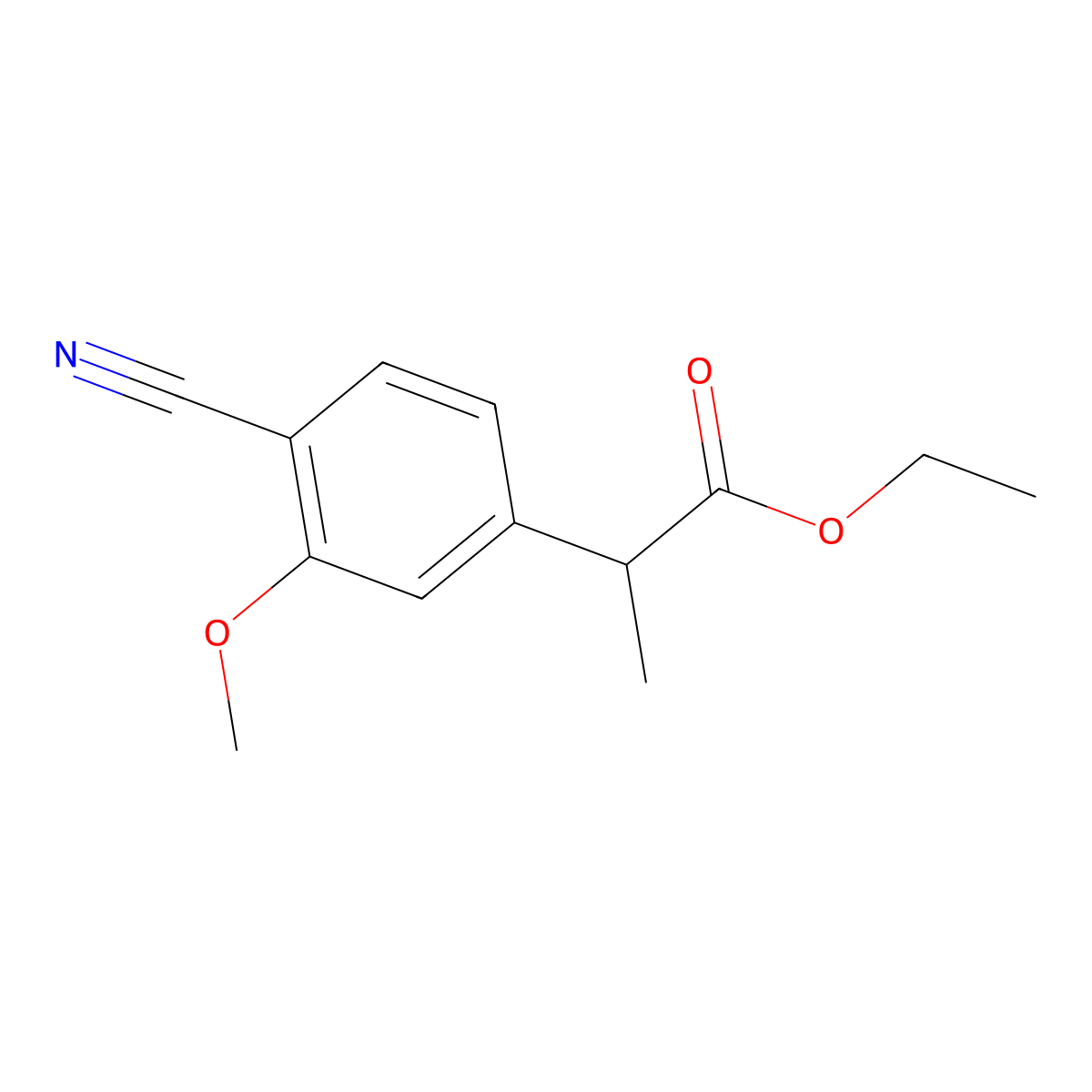 Ethyl 2-(4-cyano-3-methoxyphenyl)propanoate molecular structure, CAS 1255207-23-8