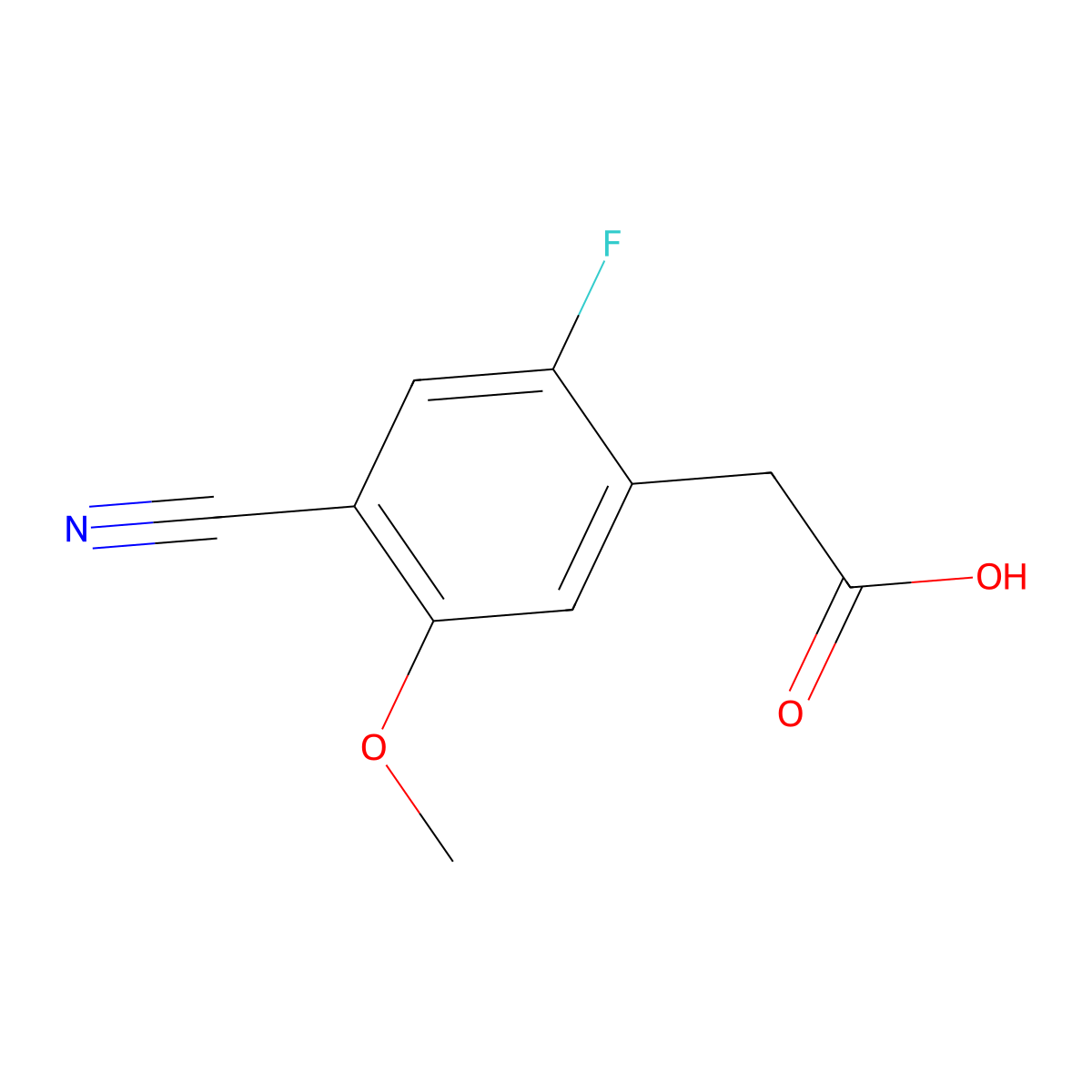 2-(4-Cyano-2-fluoro-5-methoxyphenyl)acetic acid molecular structure, CAS 1255207-30-7