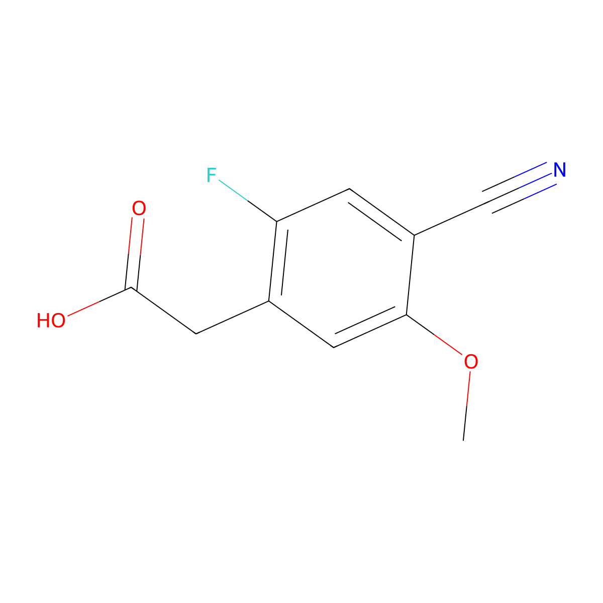 2-(4-Cyano-2-fluoro-5-methoxyphenyl)acetic acid molecular structure, CAS 1255207-30-7