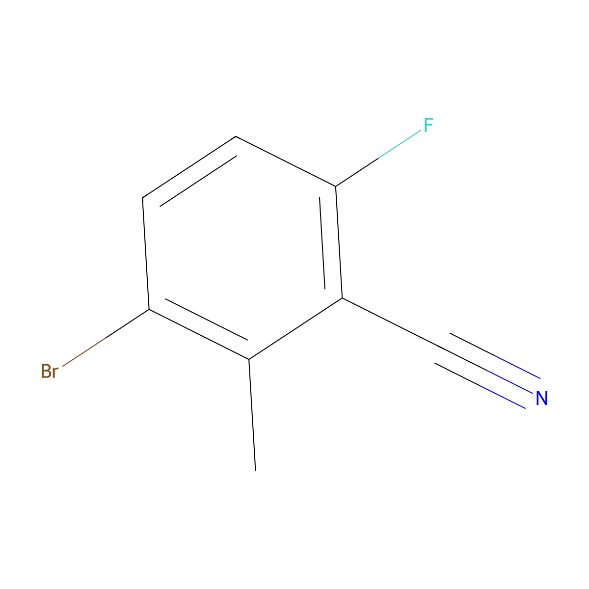 3-Bromo-6-fluoro-2-methylbenzonitrile molecular structure, CAS 1255207-47-6