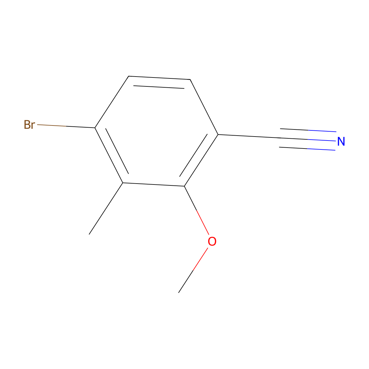 4-Bromo-2-methoxy-3-methylbenzonitrile molecular structure, CAS 1255207-50-1