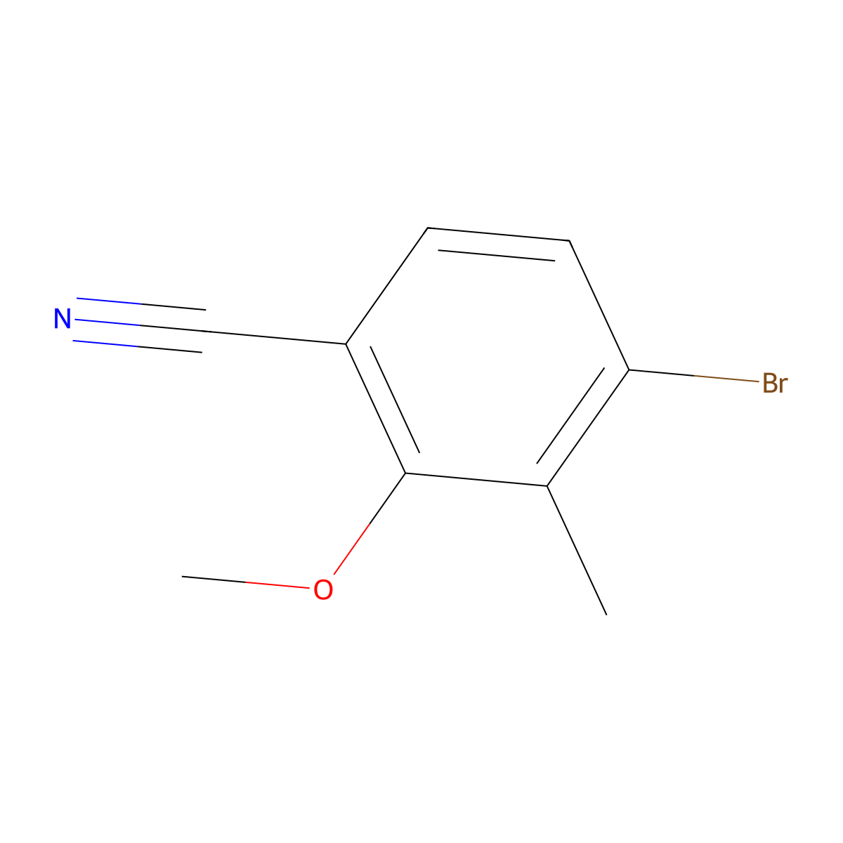 4-Bromo-2-methoxy-3-methylbenzonitrile molecular structure, CAS 1255207-50-1