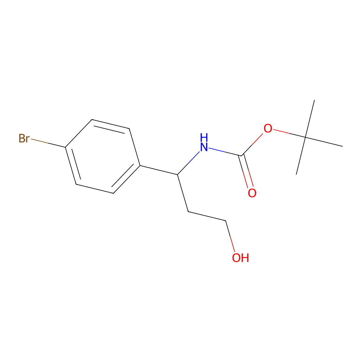 tert-Butyl (S)-(1-(4-bromophenyl)-3-hydroxypropyl)carbamate molecular structure, CAS 1255215-26-9
