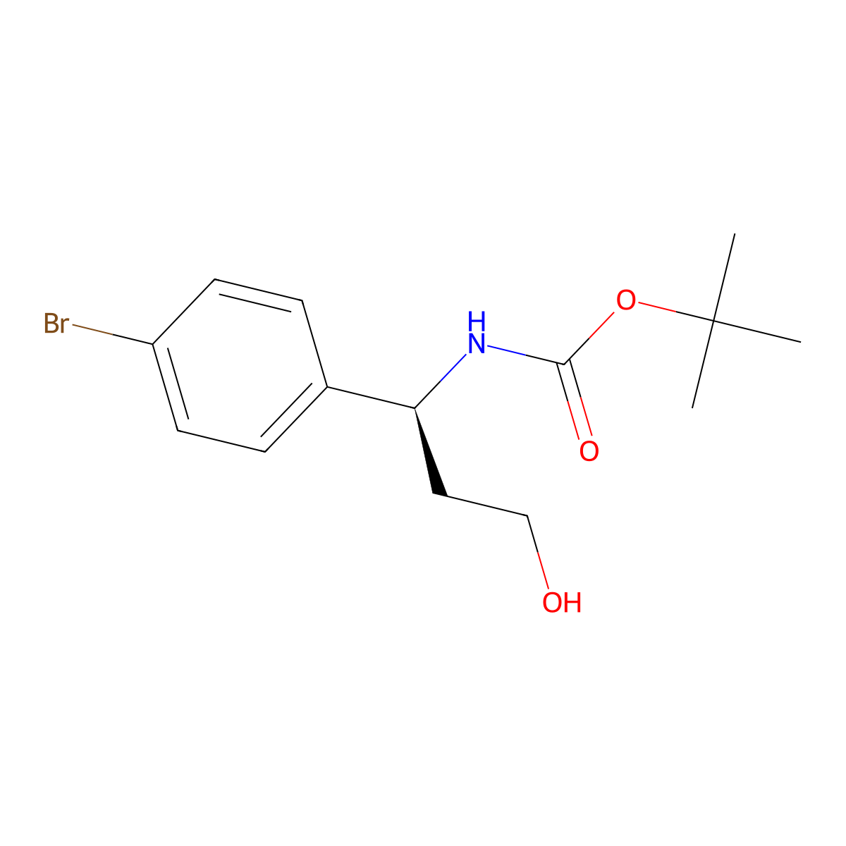 tert-Butyl (S)-(1-(4-bromophenyl)-3-hydroxypropyl)carbamate molecular structure, CAS 1255215-26-9