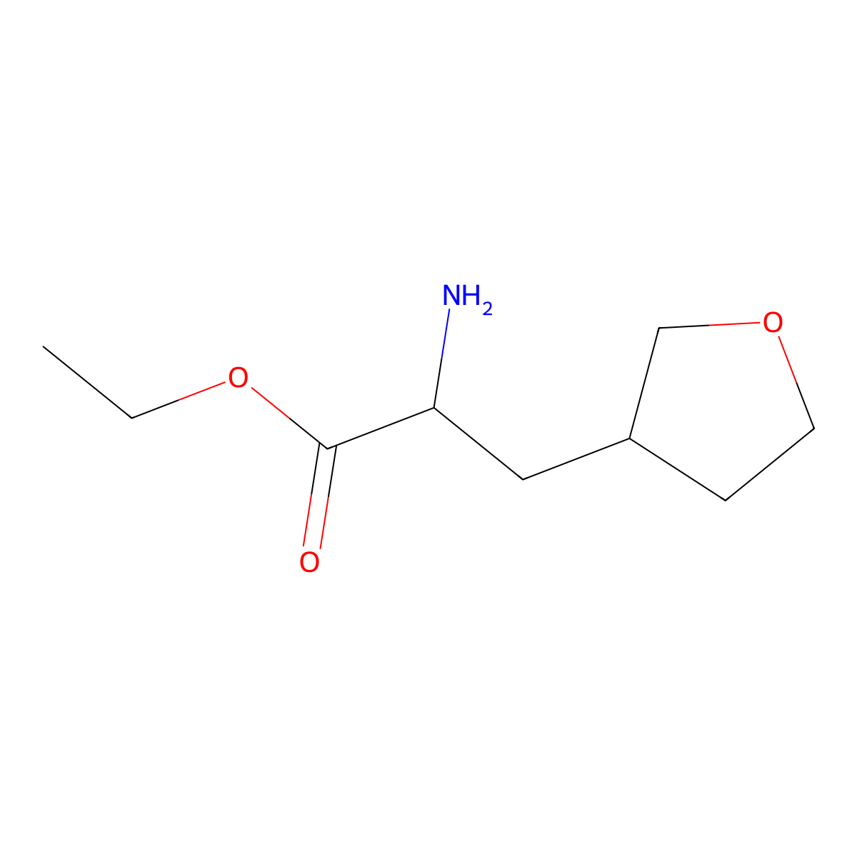 Ethyl 2-amino-3-(oxolan-3-yl)propanoate molecular structure, CAS 1255237-45-6