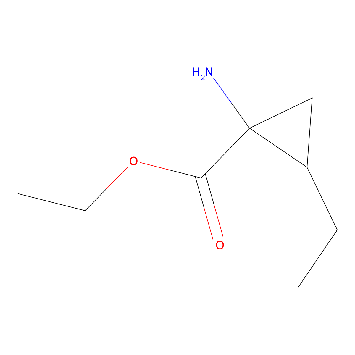 Ethyl 1-amino-2-ethylcyclopropane-1-carboxylate molecular structure, CAS 1255237-50-3