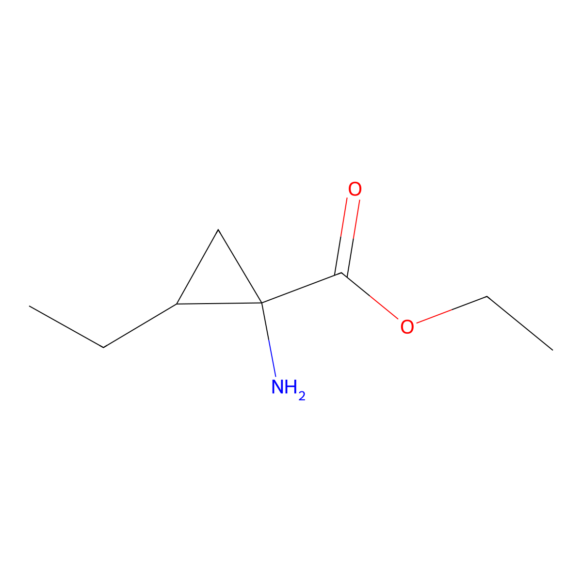 Ethyl 1-amino-2-ethylcyclopropane-1-carboxylate molecular structure, CAS 1255237-50-3