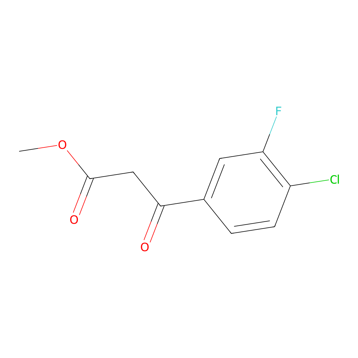 Methyl 3-(4-chloro-3-fluorophenyl)-3-oxopropanoate molecular structure, CAS 1255239-69-0