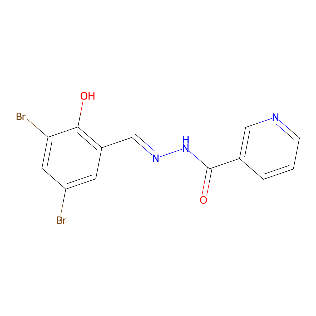 (E)-N'-(3,5-Dibromo-2-hydroxybenzylidene)nicotinohydrazide molecular structure, CAS 1255240-00-6
