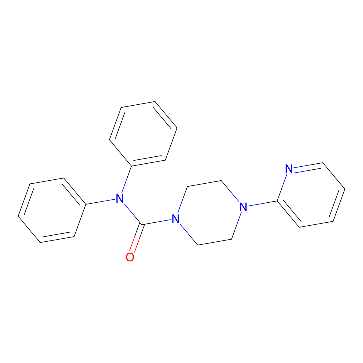 N,N-diphenyl-4-pyridin-2-ylpiperazine-1-carboxamide molecular structure, CAS 125525-79-3
