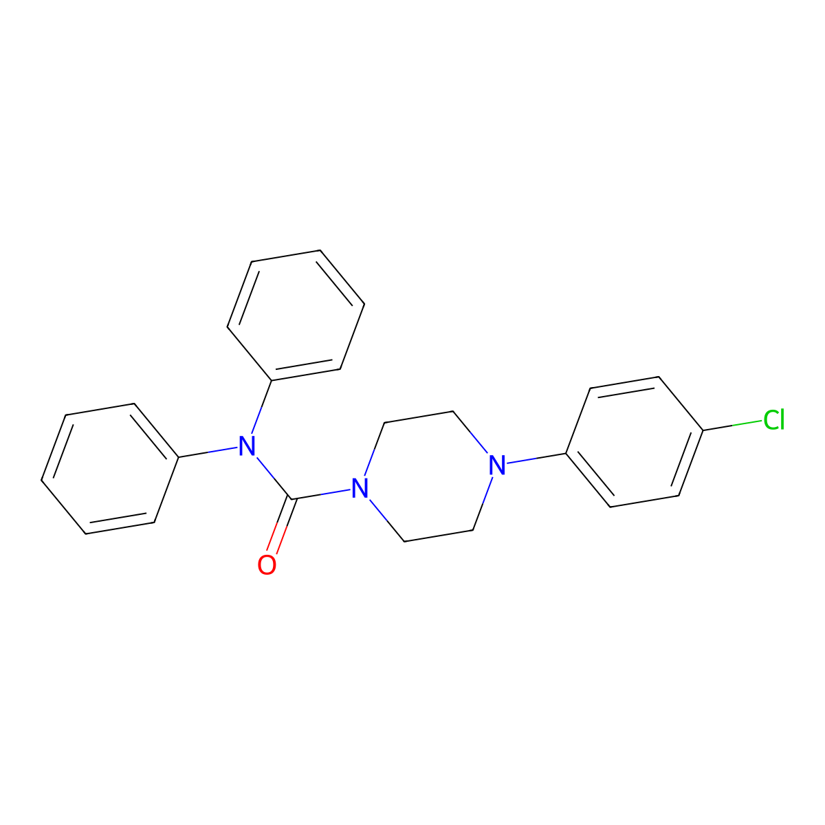 4-(4-chlorophenyl)-N,N-diphenylpiperazine-1-carboxamide molecular structure, CAS 125525-84-0