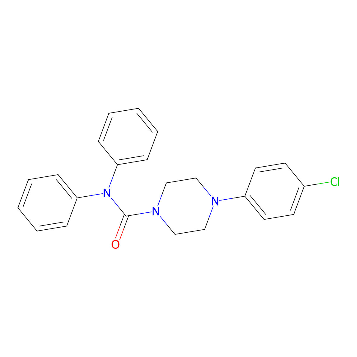 4-(4-chlorophenyl)-N,N-diphenylpiperazine-1-carboxamide molecular structure, CAS 125525-84-0